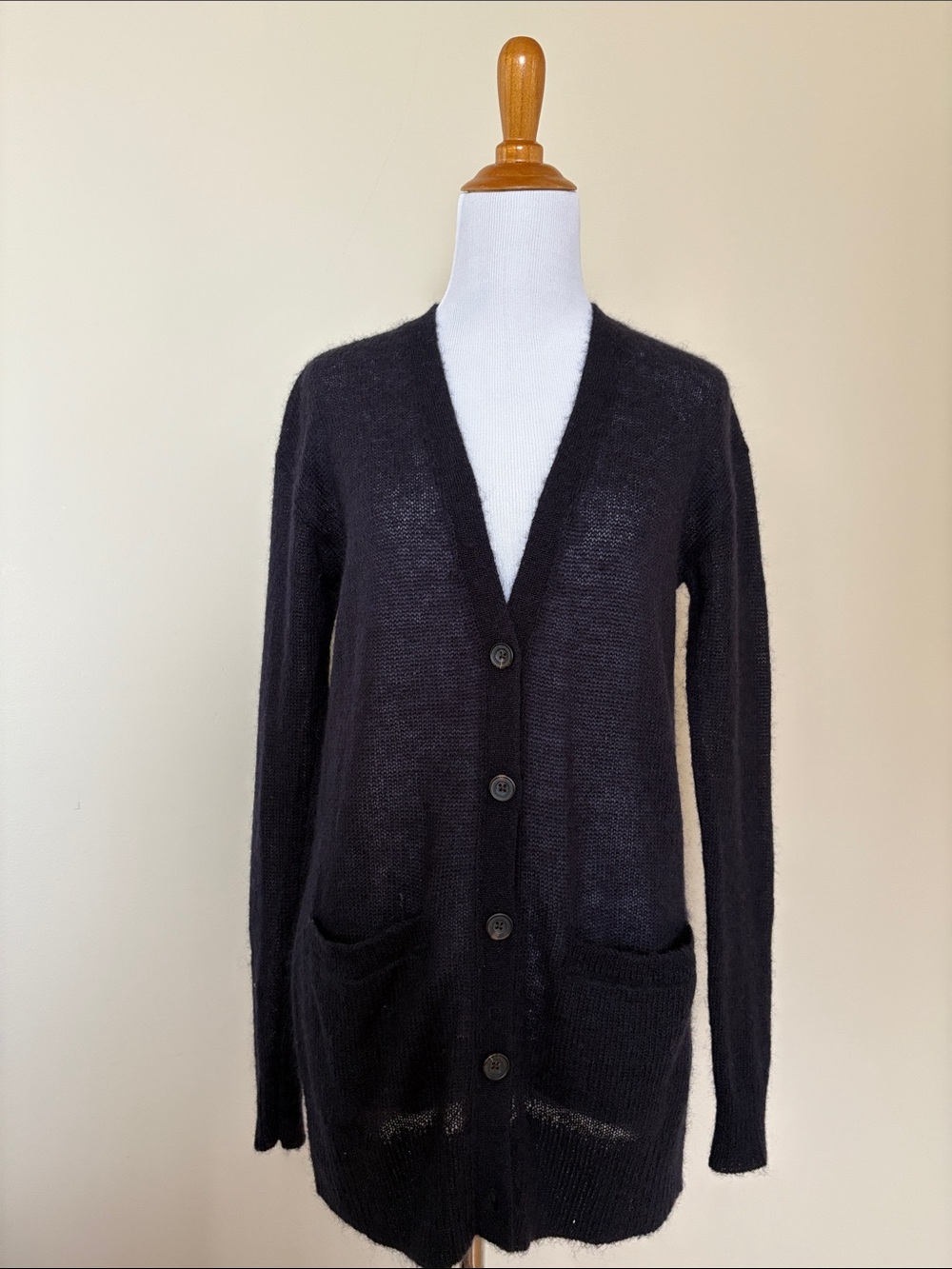 Abercrombie & Fitch Navy V-Neck Button Long Line Cardigan